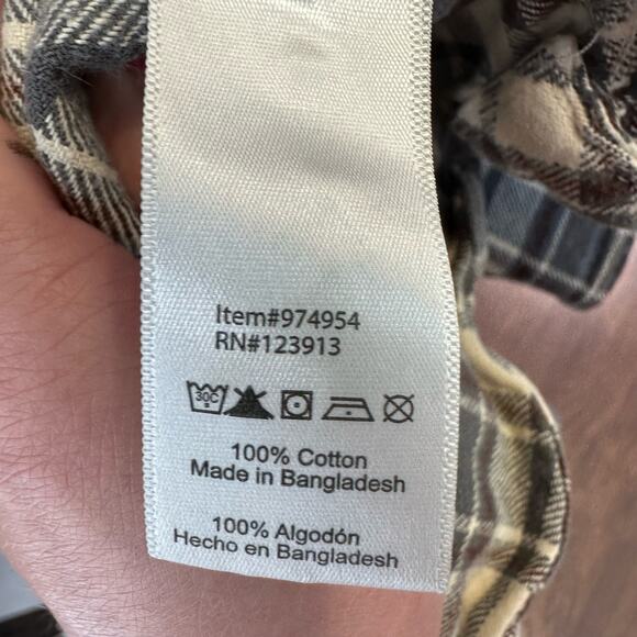 Jachs Flannel Gray/Brown/White Men's Plaid Button-Up Shirt L Tall Hi-Low Hem LS - Picture 6 of 6